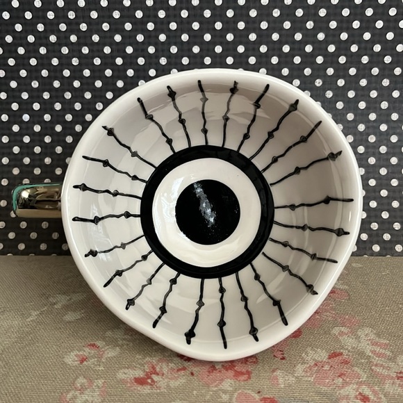 The Old Pottery Company Hand Painted Black Ivory Ceramic Coffee Mug, Gold Handle - Picture 5 of 8